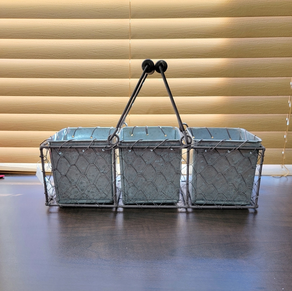 Rustic Metal Planter Storage Box